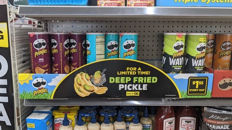 Pringles Wavy 'Deep Fried Pickle' Dollar General Shelf Tray